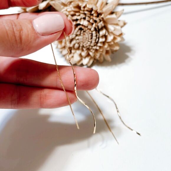 Twist gold threader earrings M271 - Picture 3 of 4